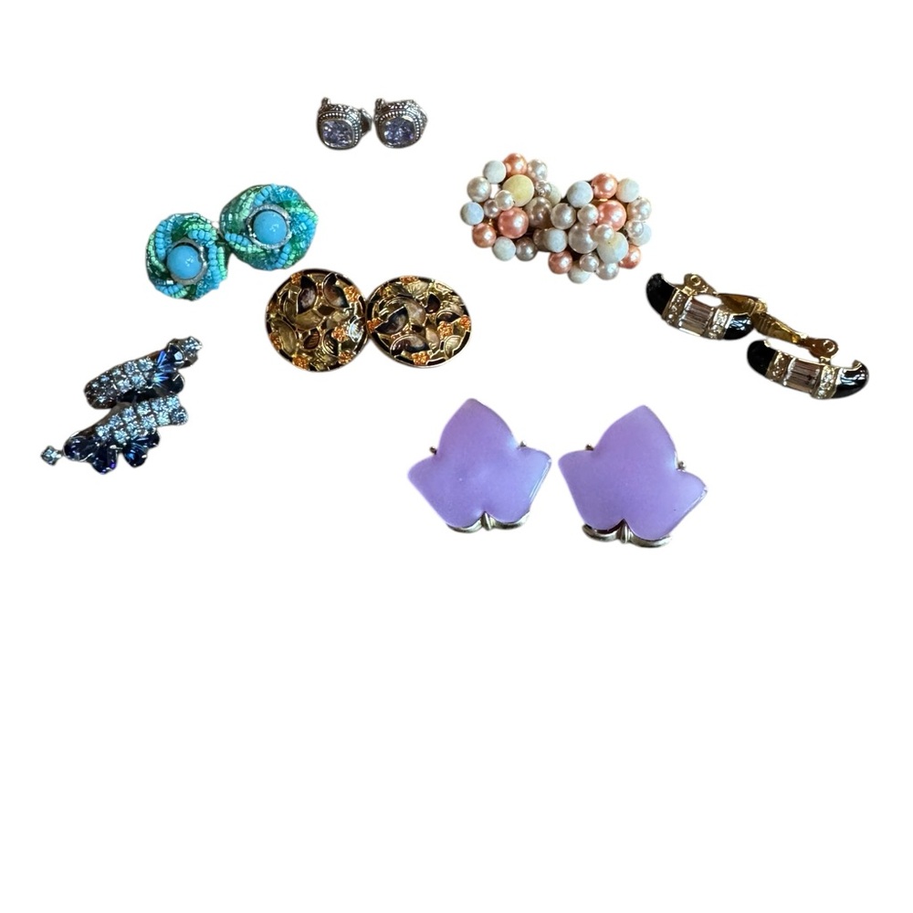 Lot of 7 Vintage Clip On Earrings